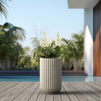 Kante Accent Round Column Weathered Concrete Planter 17.7" Tall, Outdoor - Image 6