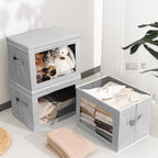 Homsorout Stackable Storage Bins with Lids - Medium Storage Box with Lids, Foldable Closet Boxes for Organizing, Wardrobe Clothes Organizer with Window, Cubes Bins for Living Room, 5 Pack, Blended - Image 4
