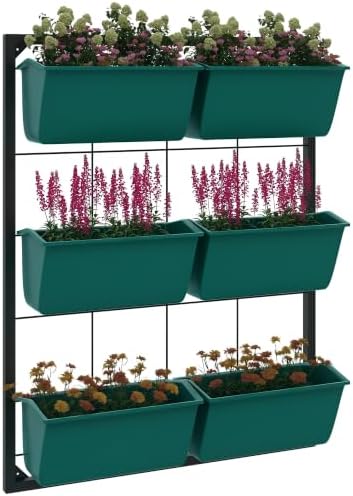 Outsunny 3-Tier Wall Planter w/ 6 Pots, Outdoor Hanging Planter, Green by Outsunny