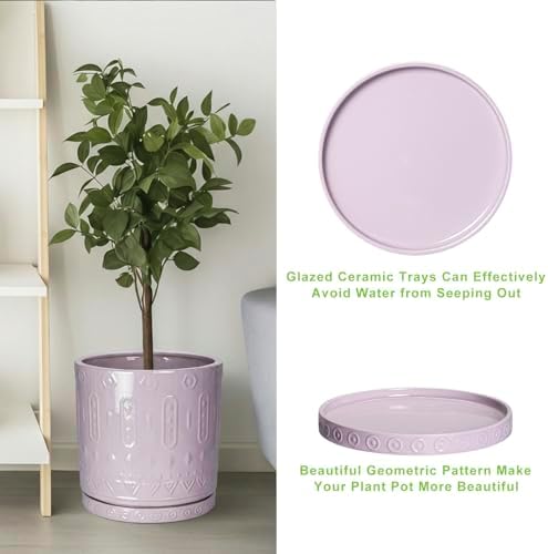 Eightpot Plant Plates to Catch Water, 9.3 Inch Plant Pot Saucers for Indoor Outdoors, Round Plants Drip Tray, Modern Ceramic Plant Saucer, Decorative Plants Dishes to Catch Water, Garden Gift, Purple - Image 5