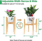 OERGKE 2 PACK Adjustable Plant Stand Indoor, Bamboo Mid Century Modern Plants Stands, Corner Flower Holder for Living Room, Fits 8 to 12 Inches Pots, (Pot & Plant Not Included)(Nature) - Image 3