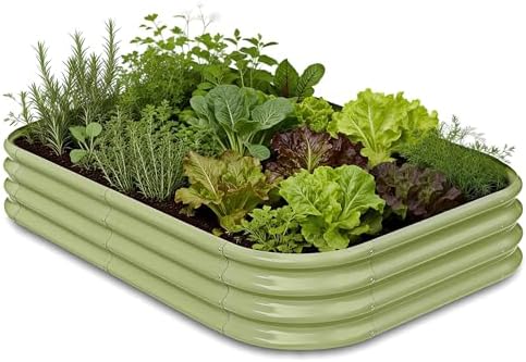 6x4x1ft Galvanized Raised Garden Bed, 12" Tall Metal Planter Box by Annoell
