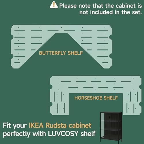 LUVCOSY Acrylic Shelf Compatible with Rudsta Wide Cabinet - 8mm Thick, Clear Acrylic Shelf Fit for Wide Rudsta Short Glass Cabinet, Greenhouse Accessories - Butterfly & Horseshoe, 2 Pack - Image 2