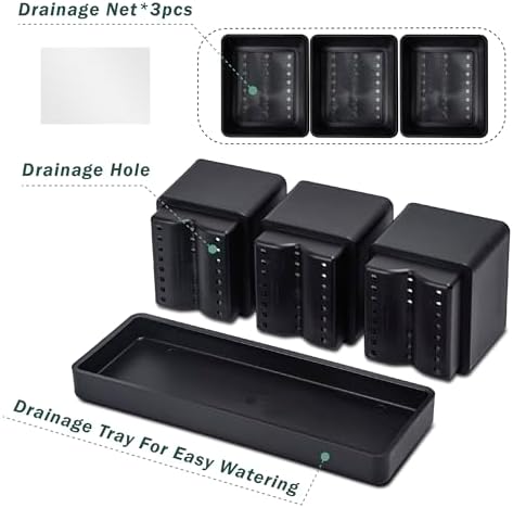 D'vine Dev 2-Pack Plastic Herb Garden Planter Set, Black, 76-V-B-2 - Image 3