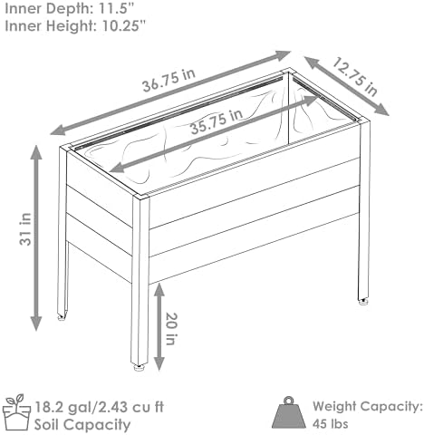 Sunnydaze Acacia Wood Raised Garden Bed with Legs, Brown, 31-Inch H - Image 3
