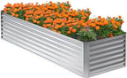 8x2x2FT Galvanized Raised Garden Bed,Planter Raised Beds-Metal Garden Box,Large Plant for Outdoor Planting, Vegetables Bed，Flower,herb-Silver by Home
