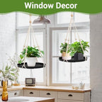 GREANER 2PCS Macrame Plant Hanger, Black Hanging Macrame Plant Holder with Handmade Cotton, Plant Window Hanger for Indoor and Outdoor Use - Image 6
