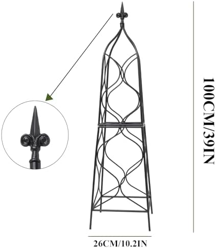 Metal Obelisk Trellis - 38.3"" Climbing Support for Vines & Roses - Image 2
