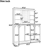 Outdoor Garden Potting Bench Table with 6-Tier Storage Shelves and Side Hook, 64.6" Large Wooden Patio Work Station, Potting Benches for Outside, Mudroom Backyard Work Bench Table (White) - Image 3