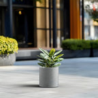 Kante Pale Gray Concrete Planter 9.8" Tall All-Weather Round Small Pot - Image 4