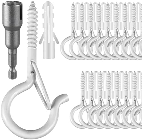 50 PCS Screw Hooks for Outdoor String Lights, Q Hangers String Light Hooks by FSAH