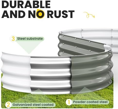Pattiumo Galvanized Raised Garden Bed 6x3x1 FT, Oval Metal Raised Garden Bed Outdoor Planter Box with Open Bottom, Rust-Resistant Steel Garden Bed for Vegetables Herbs Flowers, Easy Assembly - Image 6