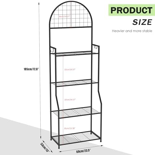 VGMiu 4 Tier Plant Stand Indoor Outdoor, Metal Plant Shelf for Multi Plants - Image 2
