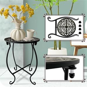 Plant Stand Indoor Outdoor, Set of 2 Metal Plant Stand for Indoor Plants Iron Art Flower Pot Holder Stand Decoration Shelf Racks for Single Planter Use in Garden Patio Corner - Image 3