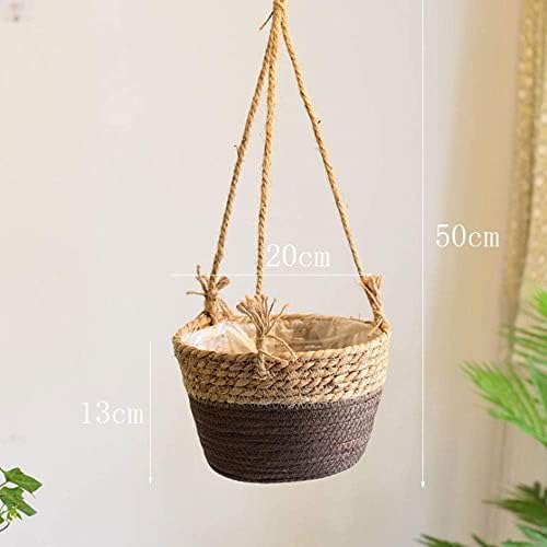 Flueyer 2 Pack Jute Rope Hanging Planter Basket, Rattan Woven Plant Hanger with Plastic Liner Macrame Plant Holder Storage Organizer for Plants Indoor Outdoor - Image 2
