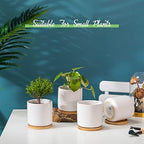4 Inch White Ceramic Plant Pots with Drainage Holes, Adorable Flower Planter Pot with Tray for Indoor Succulent Plants, Snake Plants, Cactus & Herbs, Set of 4 (Plant Not Included) - Image 2