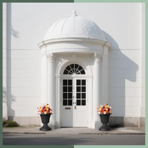 5 Pcs Plastic Urn Planter with Pedestal 10 x 11.5 Inch Black Flower Pots Classic Patio Planters for Bridal Shower Wedding Party Garden Front Porch Indoor Outdoor Home Decor - Image 5