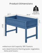 Weatherproof Raised Garden Bed, HDPE Outdoor Elevated Planter Box with Legs, Garden Box, Flower Beds for Patio, Deck, Balcony (Navy Blue) - Image 2