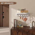 Rebee Vision Key Holder Wall Mount with Shelf for Living Room, Whitewash - Image 5