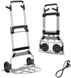 Teprovo Folding Hand Truck Dolly Cart,340LB Capacity Portable Aluminum Dolly Cart with Telescoping Handle and 7 Inch Rubber Wheels for Moving,Shopping,Travel,Office Use by Teprovo