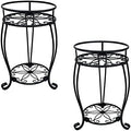 CASIMR 2-Pack Plant Stand, 2 Tier 19.2 inch Tall Metal Potted Holder Rack,Indoor Outdoor Multiple Flower Pot Shelf Rustproof Iron Garden Container for Garden Patio Living Room Corner Balcony, Black by CASIMR
