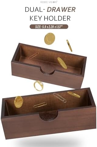 Rebee Vision Key Holder Wall Mount with 2 Drawers for Entryway, Brown - Image 5
