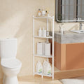 Wisuce Bamboo Small Corner Shelf Stand, 4-Tier White Corner Bookshelf by Wisuce