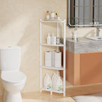 Wisuce Bamboo Small Corner Shelf Stand, 4-Tier White Corner Bookshelf by Wisuce