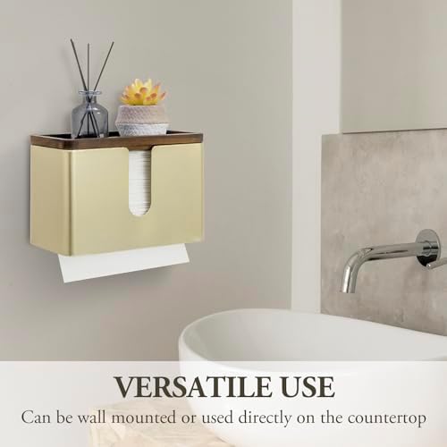 MyGift Gold Wall Mounted Paper Towel Holder, Folded Towel Dispenser - Image 2
