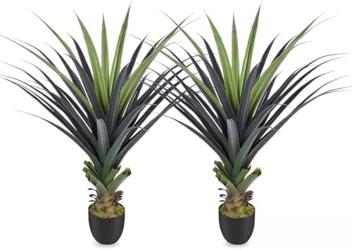 4ft Artificial Spiked Agave Plant, 48inch Faux Agave Plants Indoor Realistic Floor Plant Perfect for Front Porch, Patio, Indoor Outdoor Home, Office Decor (Set of 2) by Keeplush