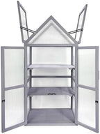 Mini Greenhouse Kit Outdoor Small Green House, Wood, Plant Stand for Indoor G Patio Balcony Apartments Porch Terrace Outsid Accessories, UV Resistant, Gray by Unknown