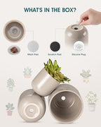 vancasso Ceramic Plant Pots, 4+5+6 inches, Set of 3, Planters with Drainage Hole, Flower Pots Planters Pots for Indoor Plants, Modern Indoor Decorative Garden Pot, Home Decor, Gray - Image 3