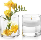 Enova Floral Set of 4 Clear Cylinder Glass Vase, 5W x 5H Inches Round Flowers Vase, Pillar Candle Floating Candle Holders, Floral Glass Vase for Home Office Decor, Wedding Centerpiece - Image 3