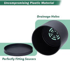 D'vine Dev 2-Pack Black Plastic Planters with Saucers, 8 in, 74-Y-M-1 - Image 4