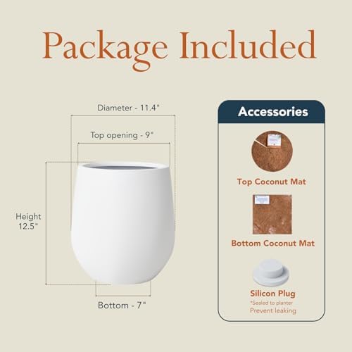 KUTE NEST 11.4" Premium Corso Fiberstone Outdoor Planter - White - Image 2