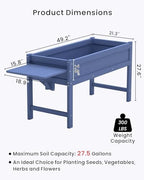 HDPE Raised Garden Bed with Legs, 49x21x27in All-Weather Heavy Duty Planter Box, Outdoor Elevated Garden Bed for Seeds, Herb, Flower, Vegetable (Navy Blue) - Image 3