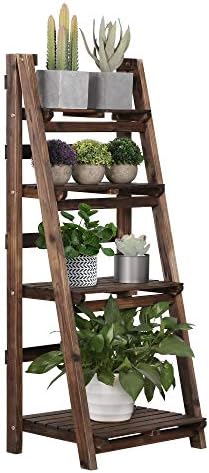 Yaheetech 4-Tier Foldable Shelf, Wood Ladder Shelf for Living Room Storage by Yaheetech