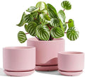 LE TAUCI Ceramic Pots for Plants, 4.3+5.3+6.8 Inch, Set of 3, Pink by LETAUCI