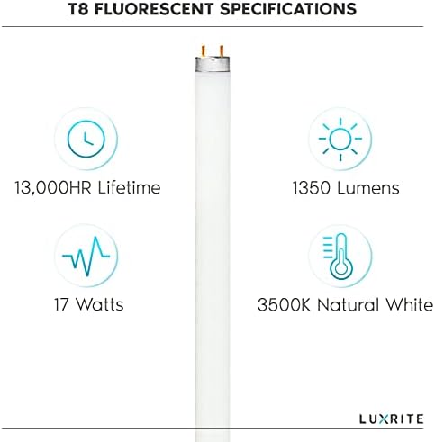 LUXRITE F17T8/835 17W 24 Inch T8 Fluorescent Tube Light Bulb, 3500K, 6-Pack - Image 4