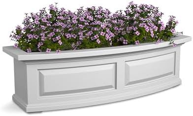 Mayne Nantucket 36in Self-Watering Rectangular Window Box Planter, White by Mayne