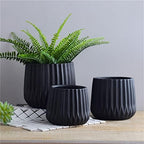 Indoor Plant Pots Black/White Ceramic Plant Pot Modern Minimalist Style Plant Pot Durable Flower Container Small Plant Flower Container Planters for Outdoor Plants(Black,Medium) - Image 4