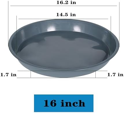 VUWEZ 6 Pack of Plant Saucer 16 Inch, Plant Tray Round, Plastic Flower Plant Trays for Pots, Plant Saucers for Indoors 16", Plant Pot Saucers, Planter Tray for Planter 13-16" (16", Gray) - Image 2