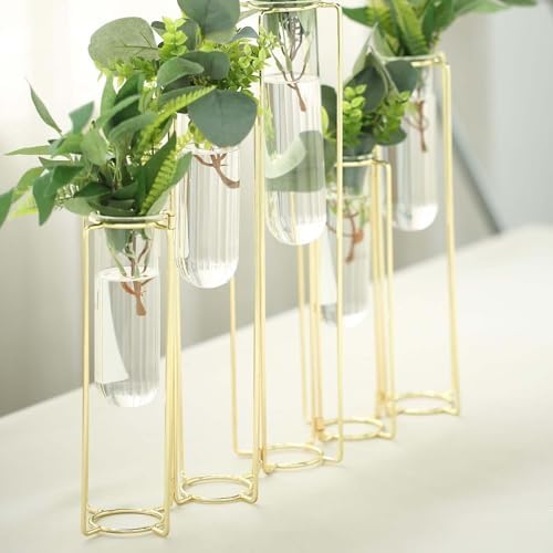 Efavormart Set of 5-12" Conjoined Geometric Metal Flower Vase Racks Hydroponic Test Tube Vases for Wedding Table Decoration - Image 6