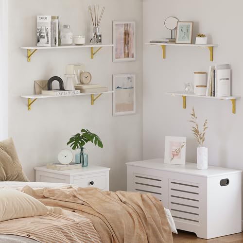 DINZI LVJ Long Wall Shelves, 31.5Inch Wooden Wall Mounted Shelves, Set of 4 - Image 6
