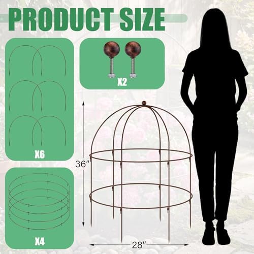 2 Pcs 36 × 28" Bronze Bird Cage Peony Climbing Plant Support Heavy Duty Metal Cage Large Plant Support Outdoor Garden Trellis for Peonies, Baptisia, Sedum & Other Perennials - Image 2