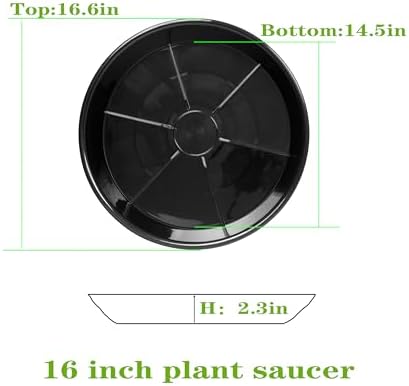 6 Pack Plant Saucer Drip Tray 16 inch, Potting Trays for Plants, Heavy Sturdy Plastic Planter Flower Pot Saucers for Indoor Outdoor Garden, Plant Water Drip Trays for pots (16", Black) - Image 2