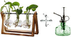 XXXFLOWER Plant Terrarium with Wooden Stand - 3 Bulb Vase + Glass Plant Mister Spray Bottle for Indoor Plant Spritzer by XXXFLOWER