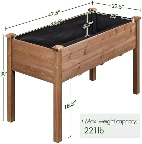 Yaheetech Raised Garden Bed 1Pcs Elevated Wood Planter Box, Dark Brown - Image 3