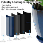 GameXcel Flower Pot Indoor - Outdoor Plant Pot - Navy Blue Glossy Planter - Elegant Ceramics Imitation - 12" Diameter 12" Tall with Drainage Holes and Saucer 2 Pack - Image 5