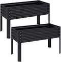 2Pcs Galvanized Raised Garden Bed with Legs, 43×24×32in Large Metal Elevated Raised Planter Box with Drainage Holes for Backyard, Patio, Balcony, 400lb Capacity,Black by ChuangshuoGuard